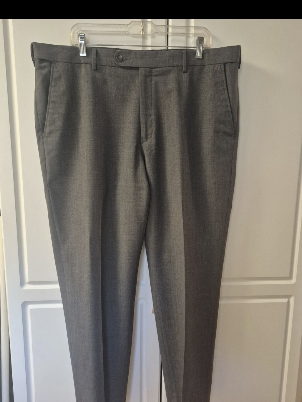 Enro Men's Dress Pants Dark Grey 40x30, wool blend. Comfort Waistband, flat fron